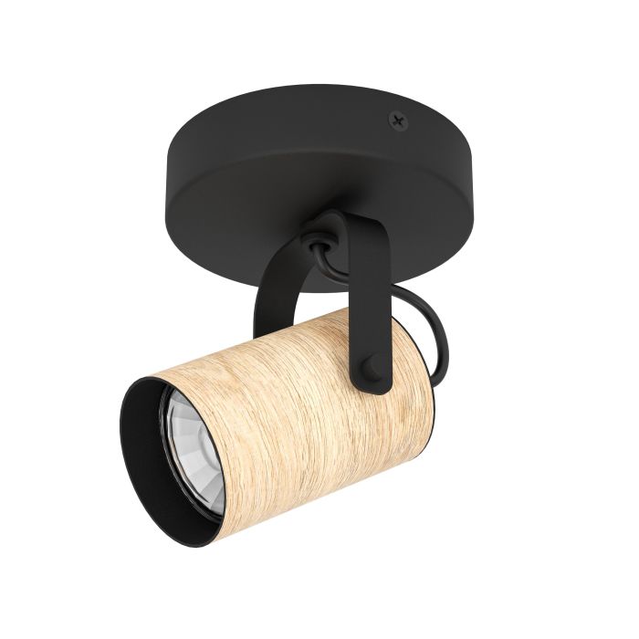 Eglo Lighting Cayuca Black / Light Wood Spotlights - 1 Light Spot 900436N