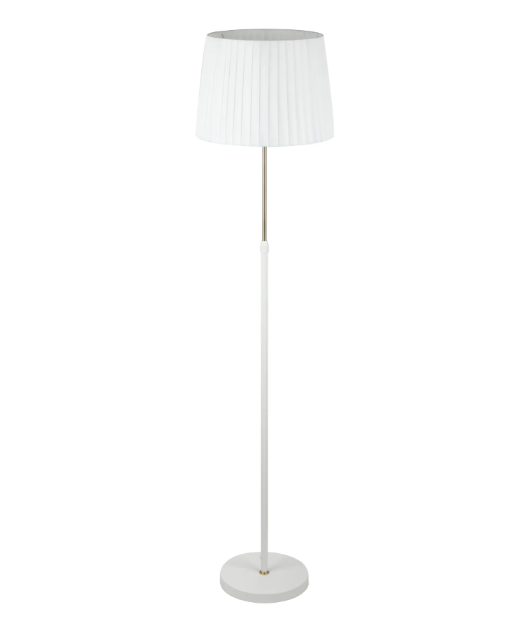 CLA Lighting Crecer Floorlamp White with Brass highlights - Pleated white shade