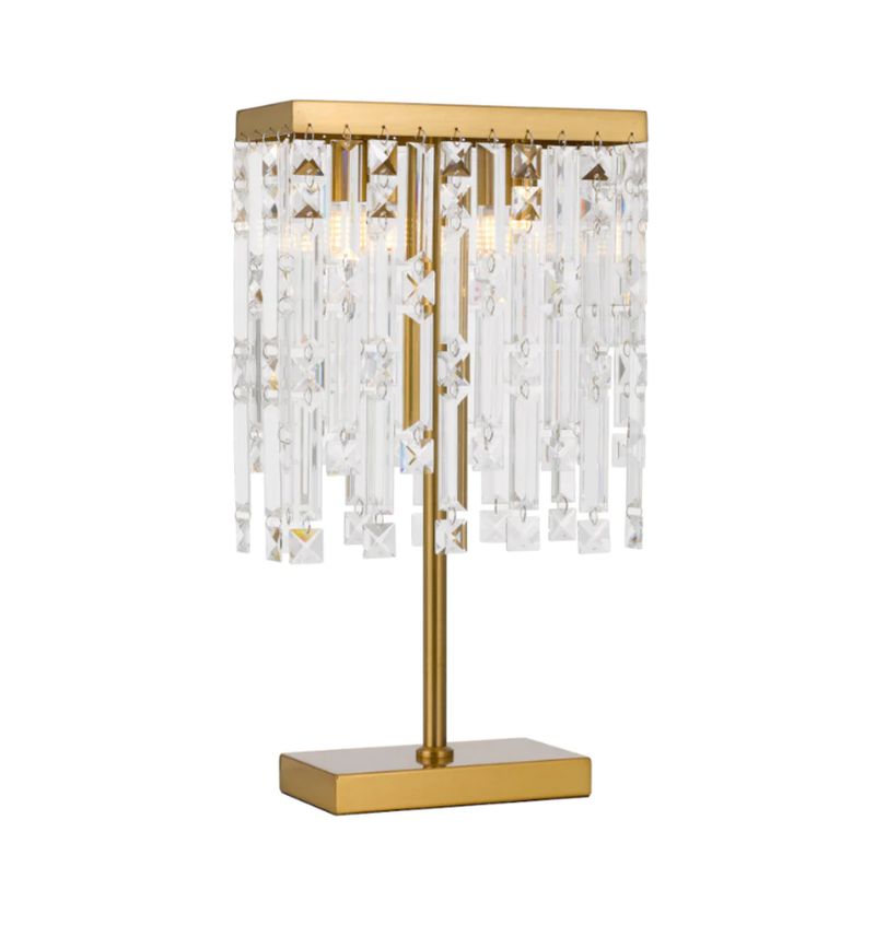 Telbix Cerone Crystal Table lamp - Aged brass with Clear crystals