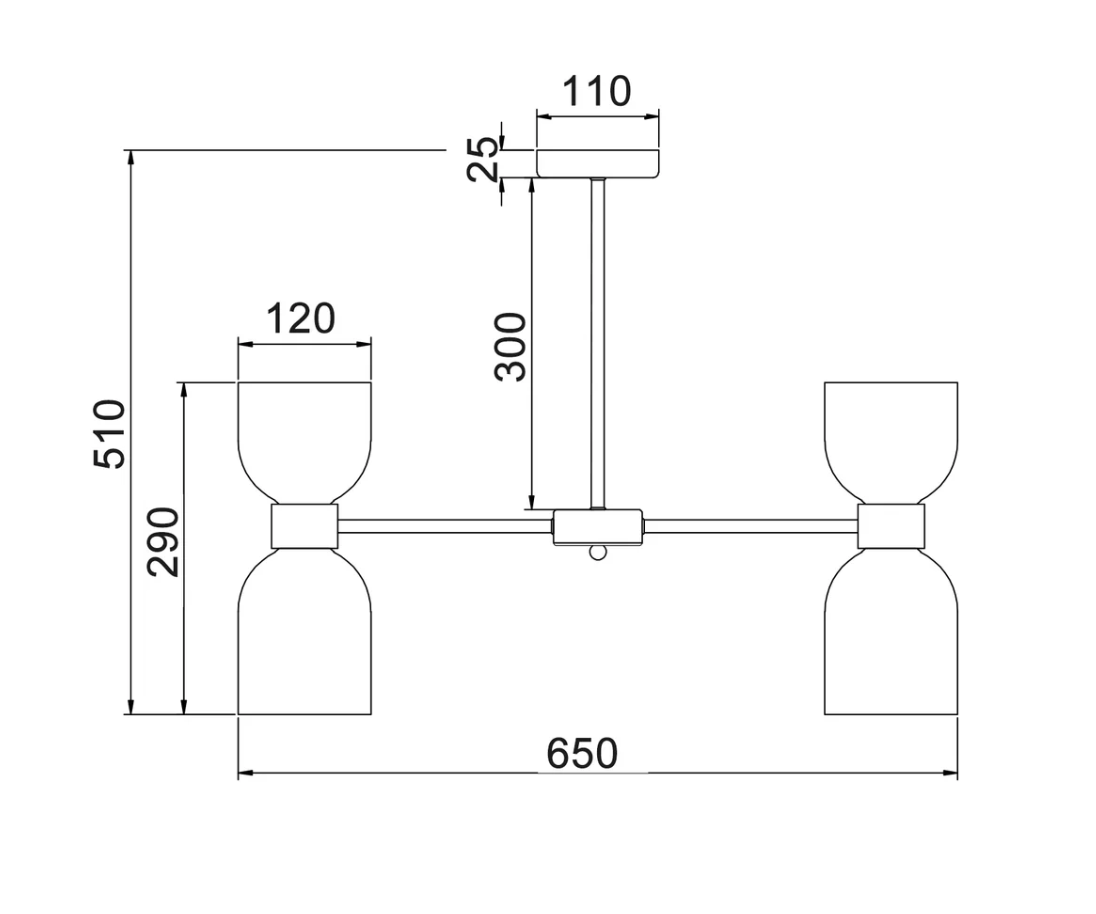 Clessidra4 Opal Glass 12LT Pendant - dimensions