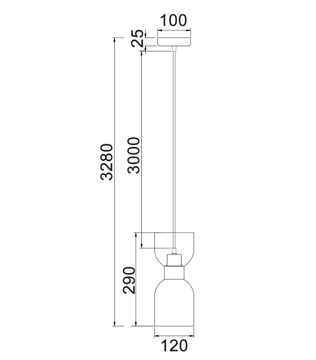 Clessidra2 Opal Glass 1LT Pendant - dimensions