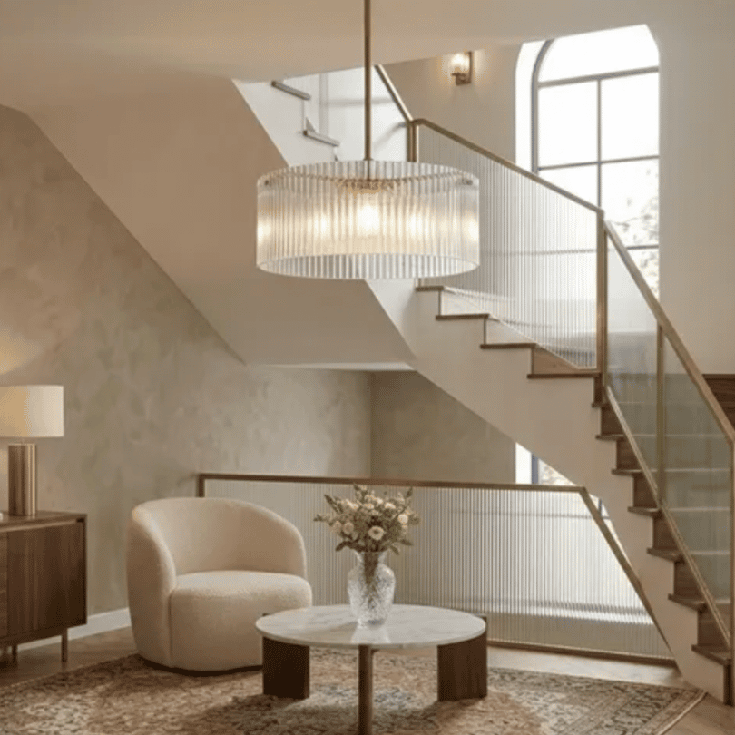 Medici 400mm Round Glass Pendant - Gold - E27 - lifestyle