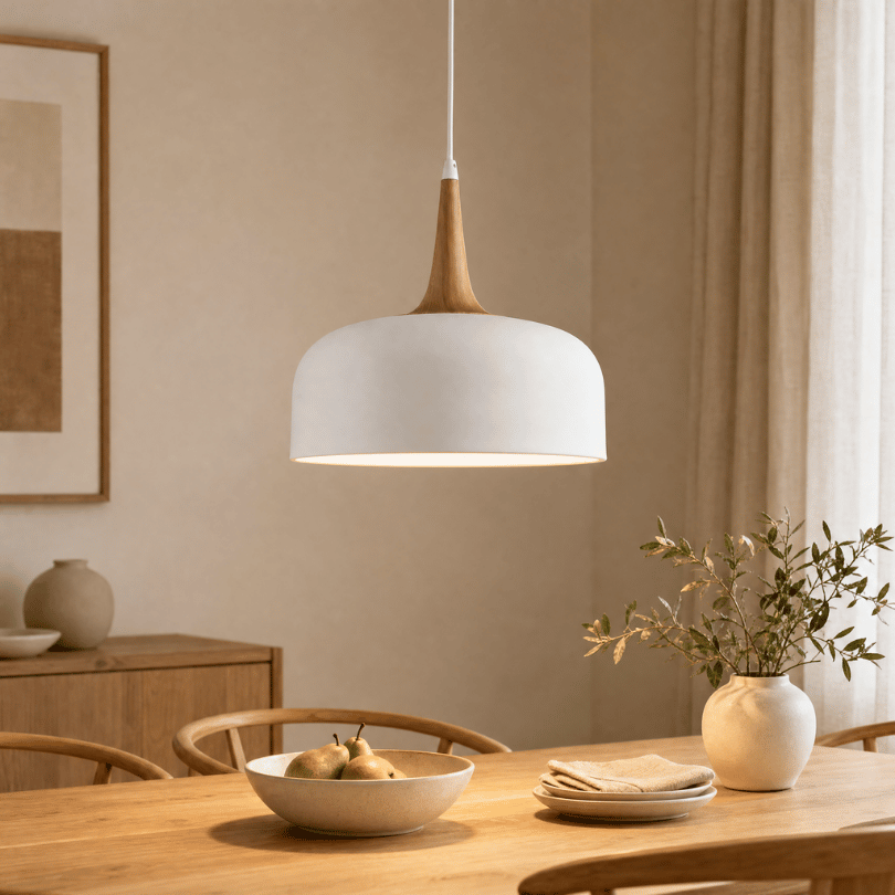 Fiorentino Lighting Ravenna 40 White/Timber Pendant - lifestyle