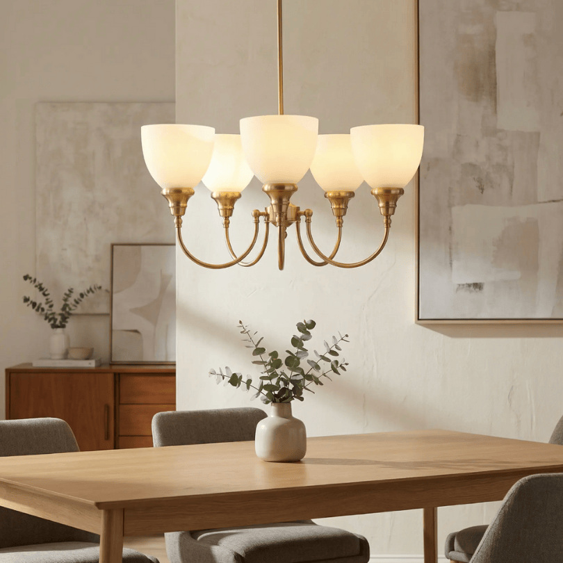 Benson 5 Light Pendant Satin Brass F/Up 1001584 - lifestyle
