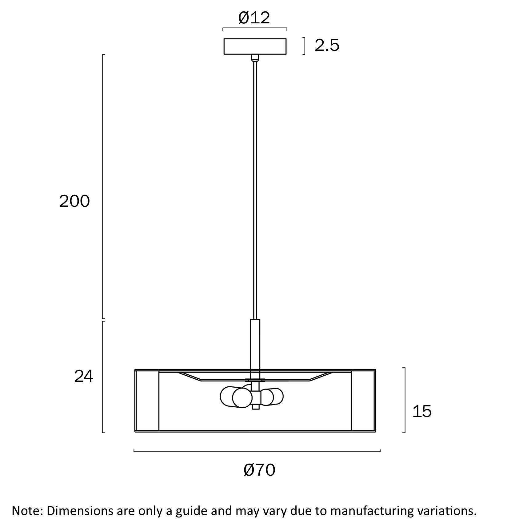 Cusco 70 Pendant Light - Natural (70cm) - dimensions