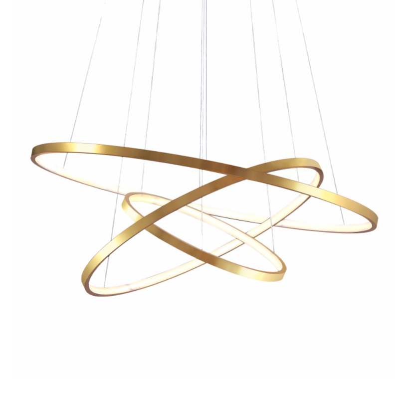 Delphi 3 Ring Brass LED Pendant CCT - 90w - close up 