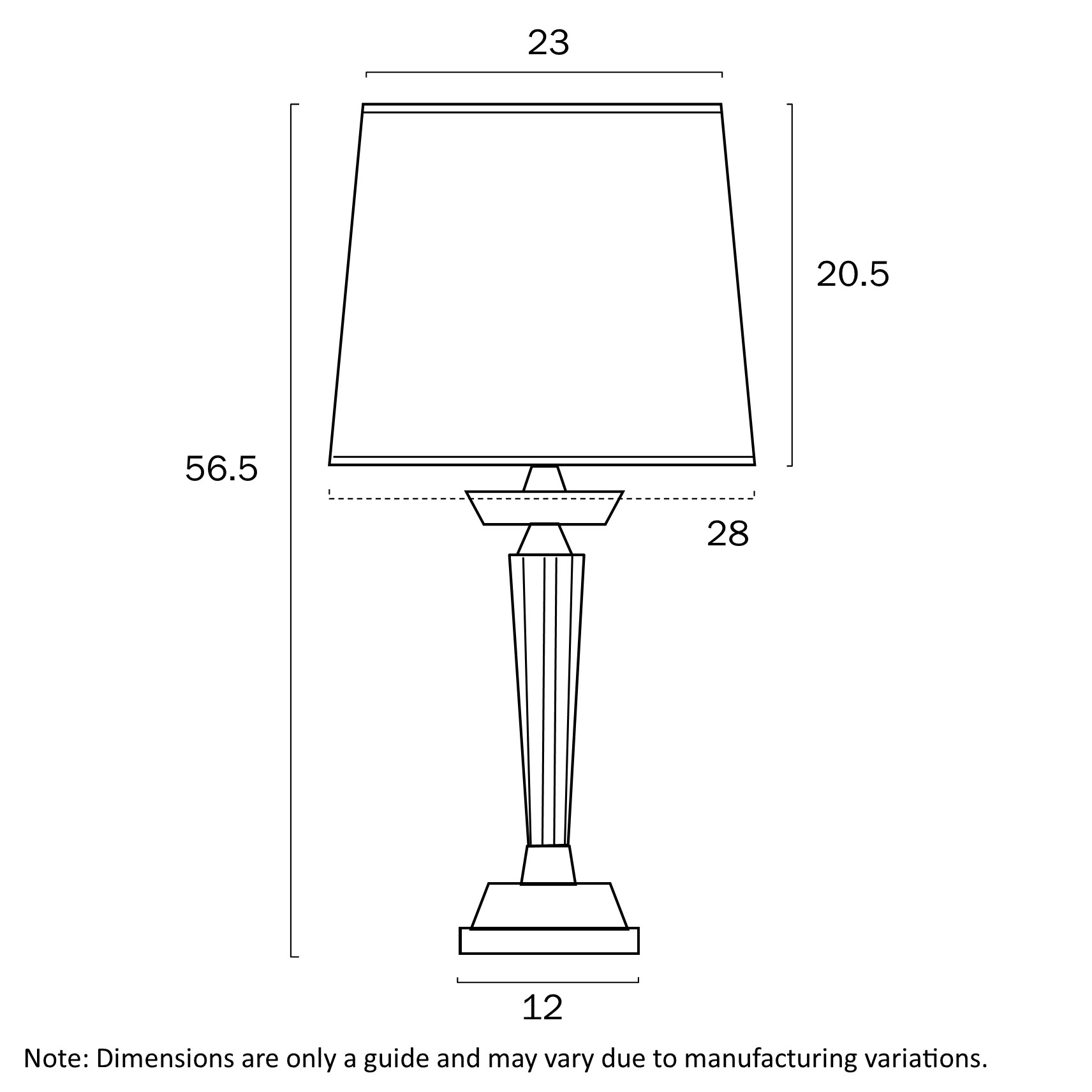 Telbix Lighting Diana Table Lamp Dimensions