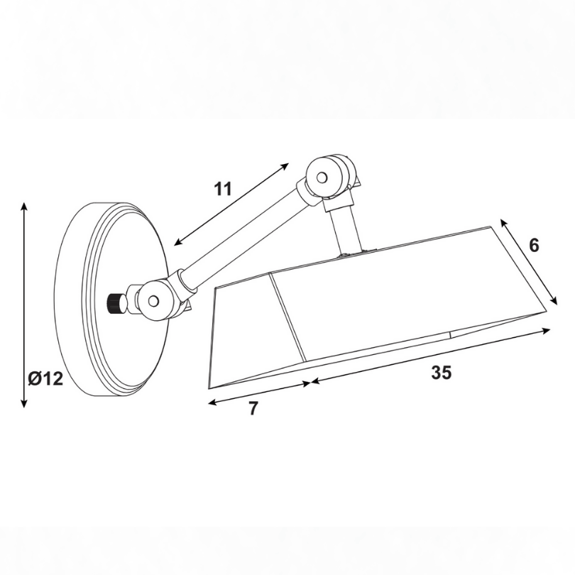 Loxby picture light bronze - dimensions