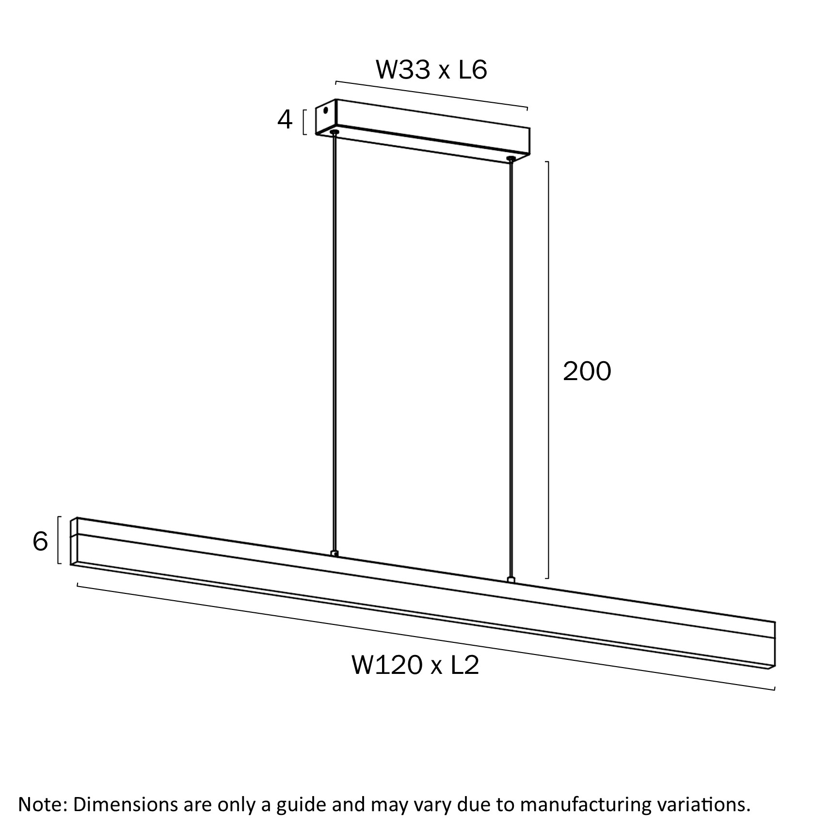 Telbix Lighting Salas Linear Pendant Dimensions