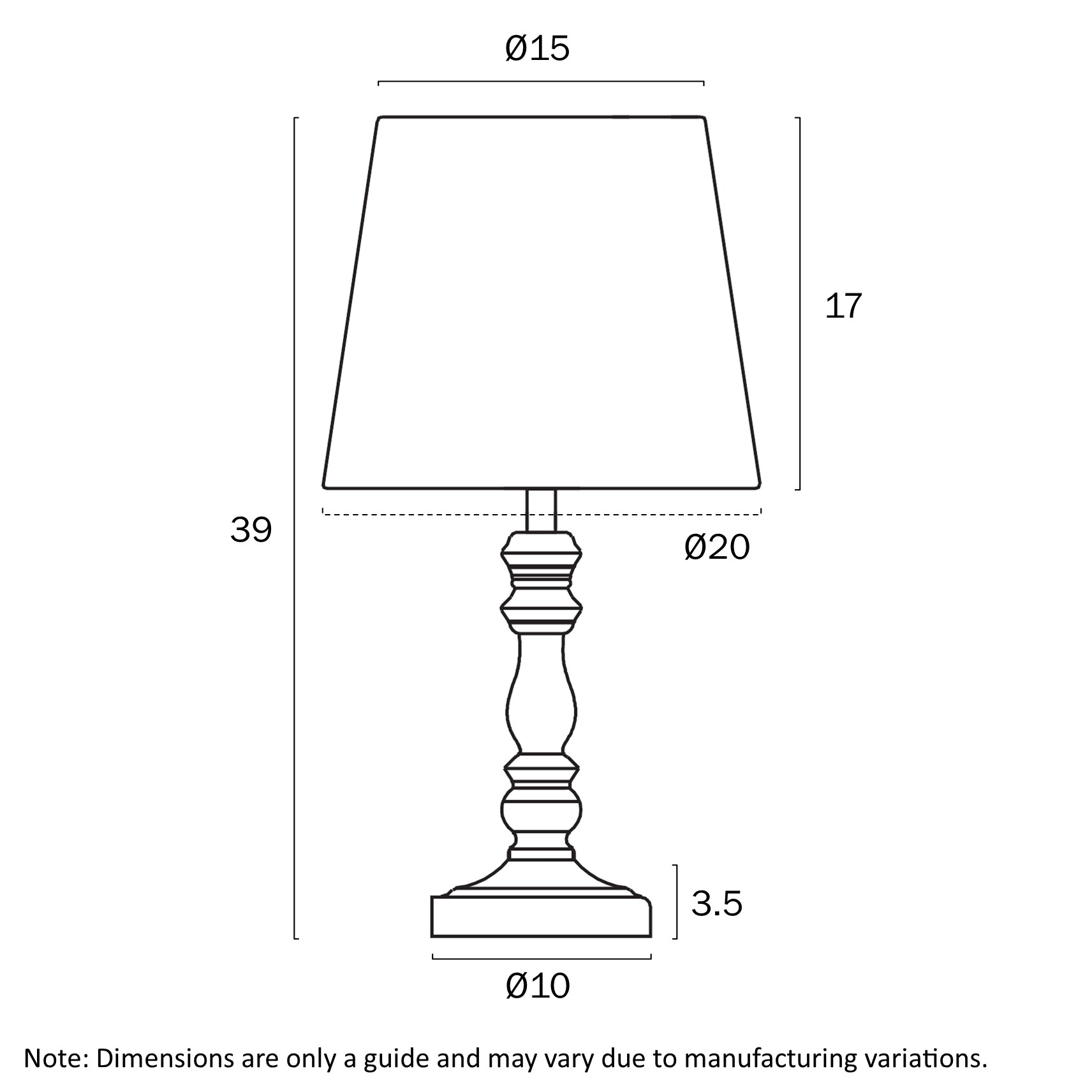 Telbix Lighting Vida Table Lamp Dimensions