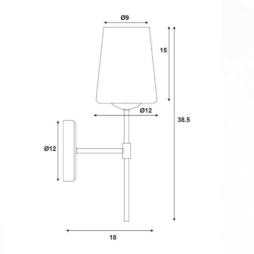 Kinbury wall light Satin Brass - dimensions