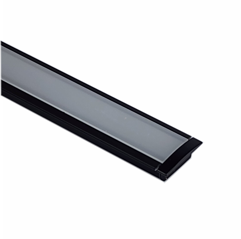 EXT-001 Recessed Aluminium Extrusion - Matt Black with Frosted Diffuser