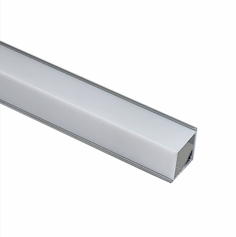 EXT-005 Corner Mounted Aluminium Extrusion - Silver with Opal diffuser 2