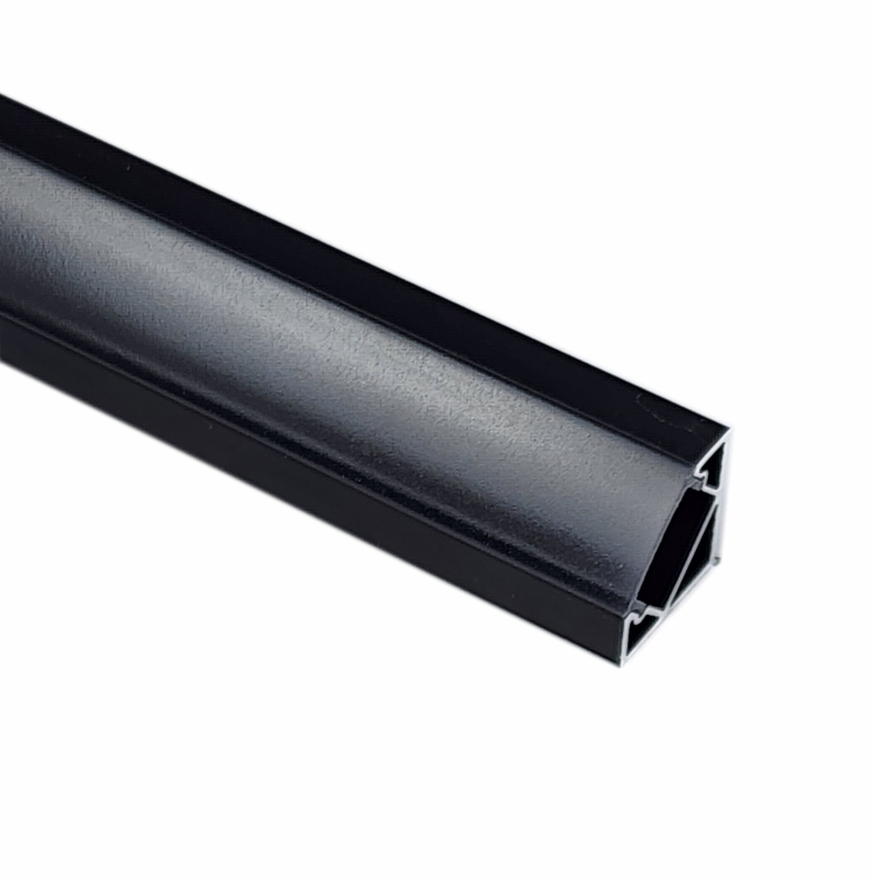 EXT007 Corner Aluminium Extrusion - Matt Black with Smoke Diffuser