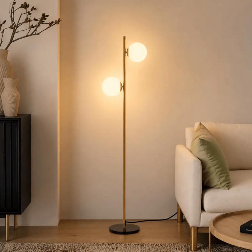 Figaro Antique Gold Floor Lamp - lifestyle