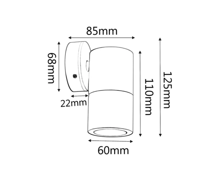 CLA PG1FSS - Single Fixed Wall light- 316 Stainless Steel - Dimensions