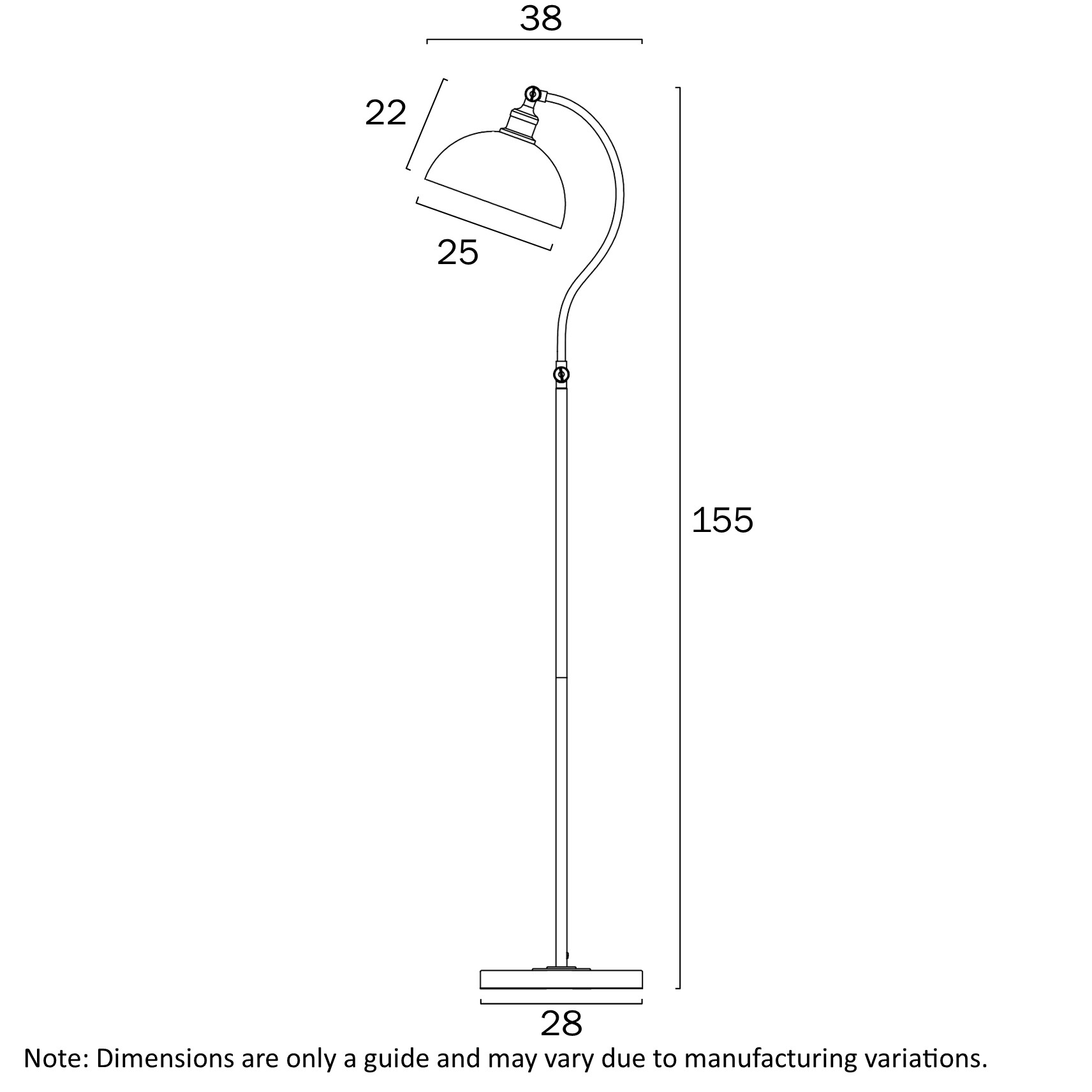 Telbix Lighting Brevik Floor Lamp Dimensions