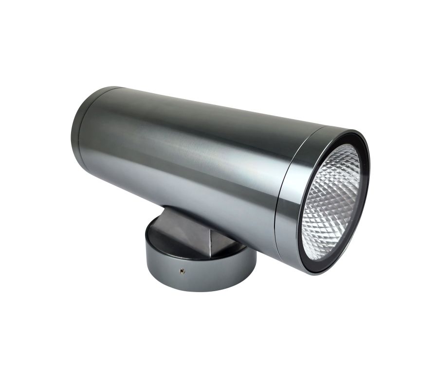 Ailia Imports Force 2 x 12watt LED Up / Down Pillar Lights - Titanium angle