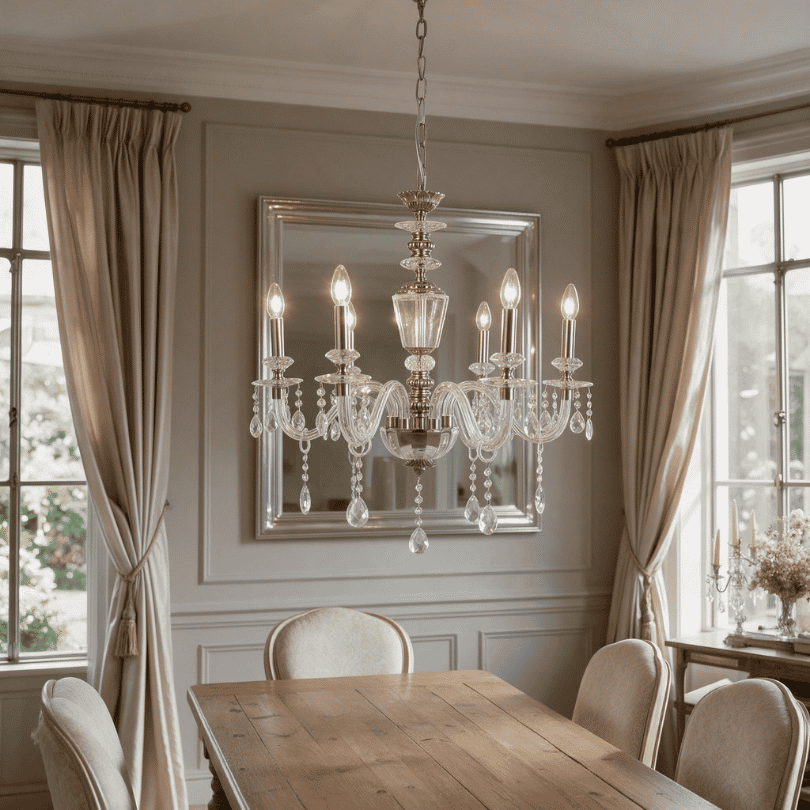 Ailia Imports Francesca 6 Light Crystal pendant- lifestyle