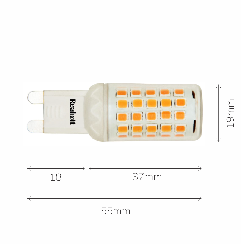G9 LED Light Globe - Dimmable - 6watt - Dimensions
