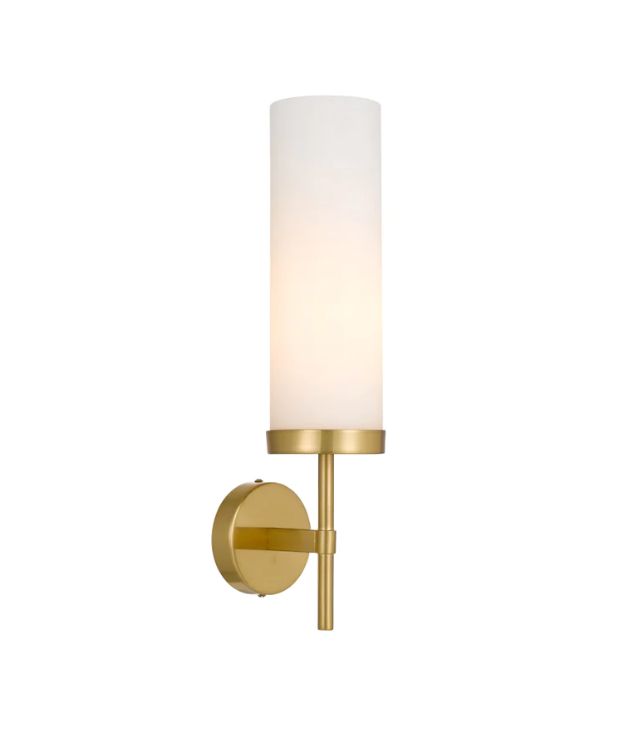 Telbix Garot 1 Light wall lights - Brass with Opal glass