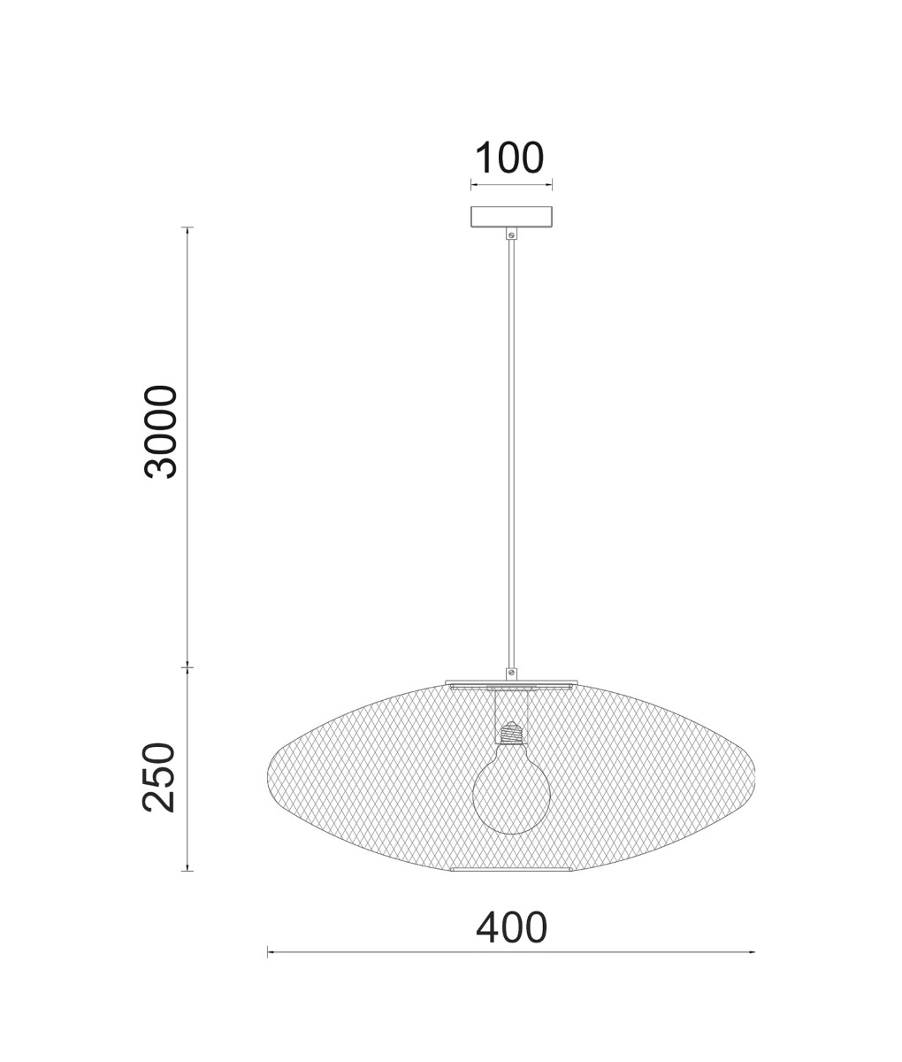 CLA Lighting Golpe1 400mm Black / Brass Pendant light - dimensions