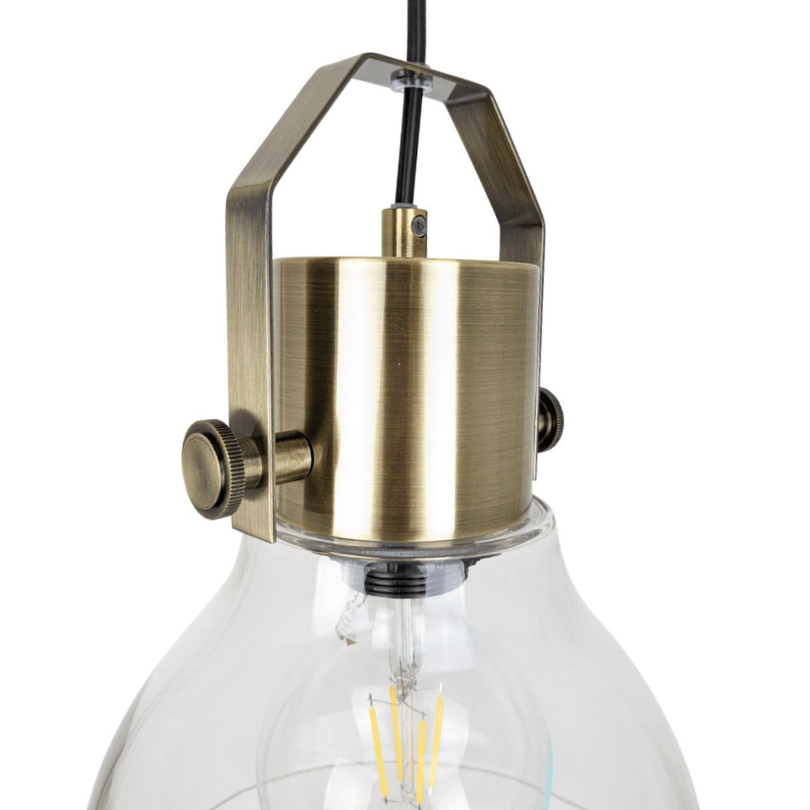 Gustav 1LT Pendant Ant Brass / Clear  AP-1226-AB - close up 