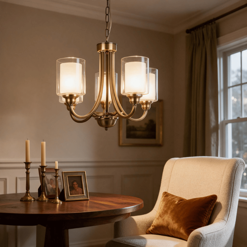 Ailia Imports Hillwood 5 Light Antique Brass Pendant  - lifestyle
