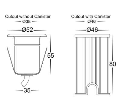Havit HV2881T 3watt Inground Light  Dimensions