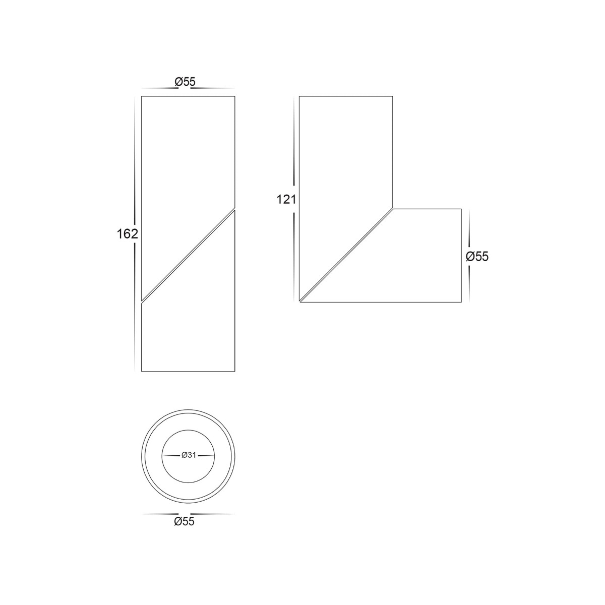 Havit Nella 7w Adjustable Surface mounted spotlight HV5822T - dimensions