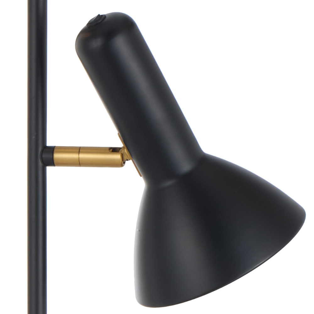 Hyvik 2 Light Floorlamp - Satin Black  2xES - closeup