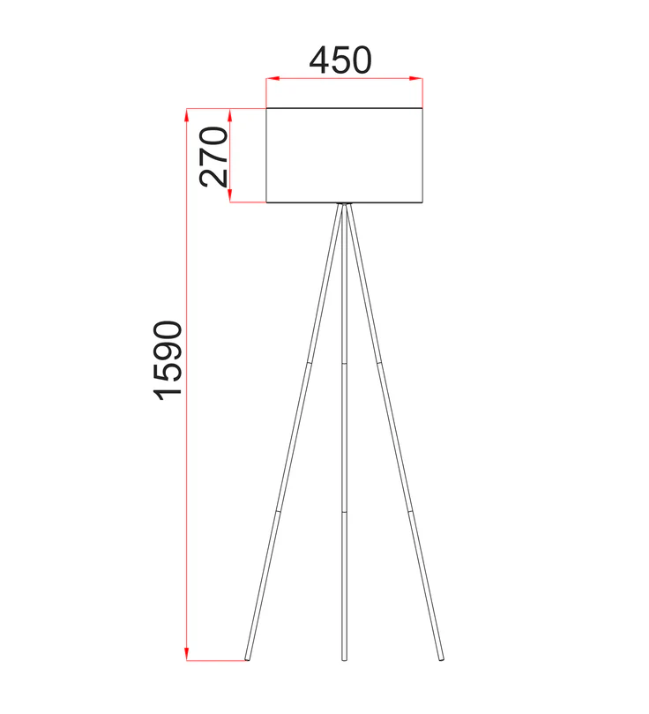Jambes Antique Brass floor lamp with White shade Dimensions