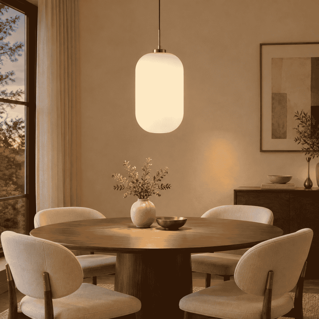 Kingsbury 350mm Opal/Brass Pendant - lifestyle
