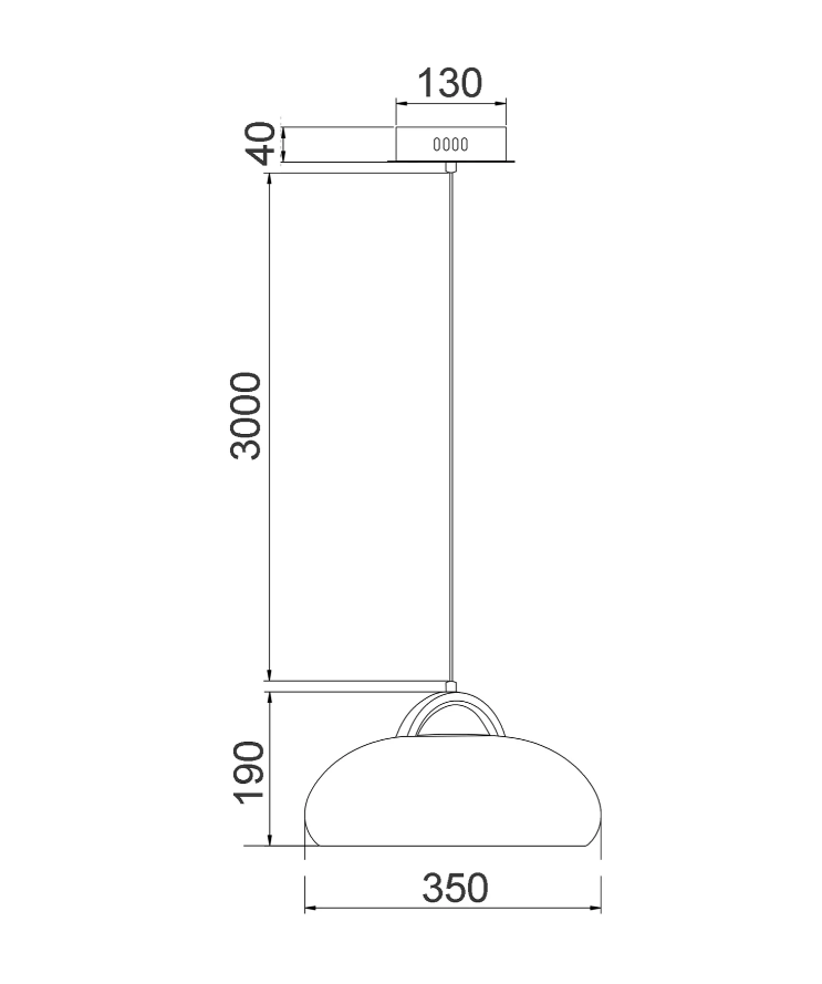 CLA - Kupol White 1LT Pendant - dimensions