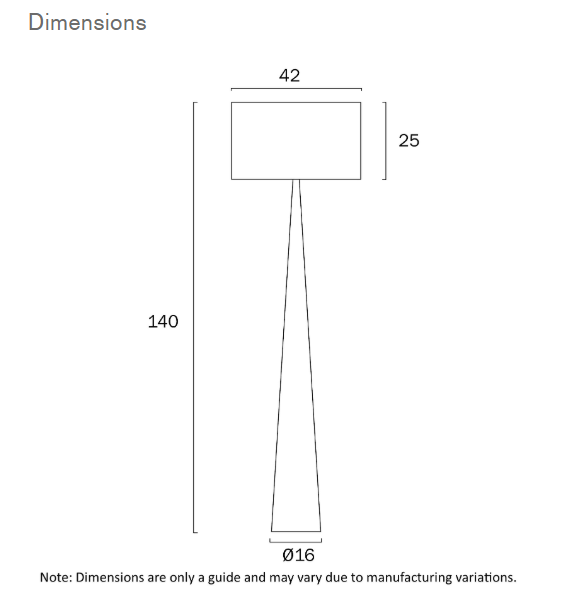 Telbix Lighting Lovisa Floor Lamp Dimensions