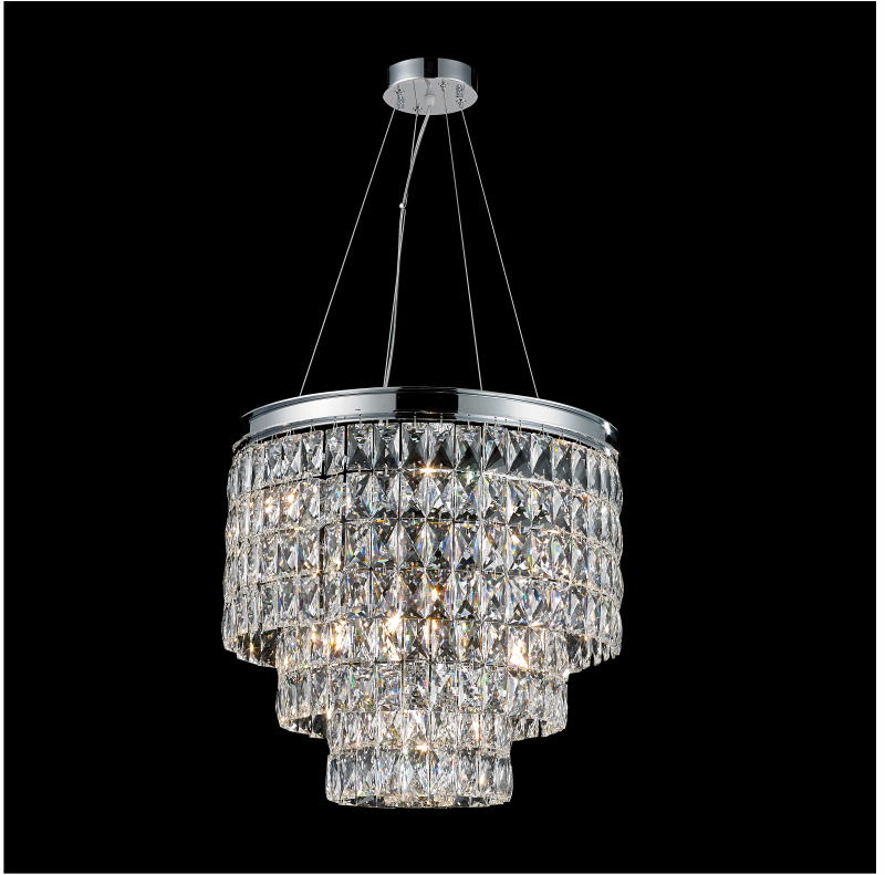 Ailia Imports Madeline 500mm Chrome Crystal pendant light. Full