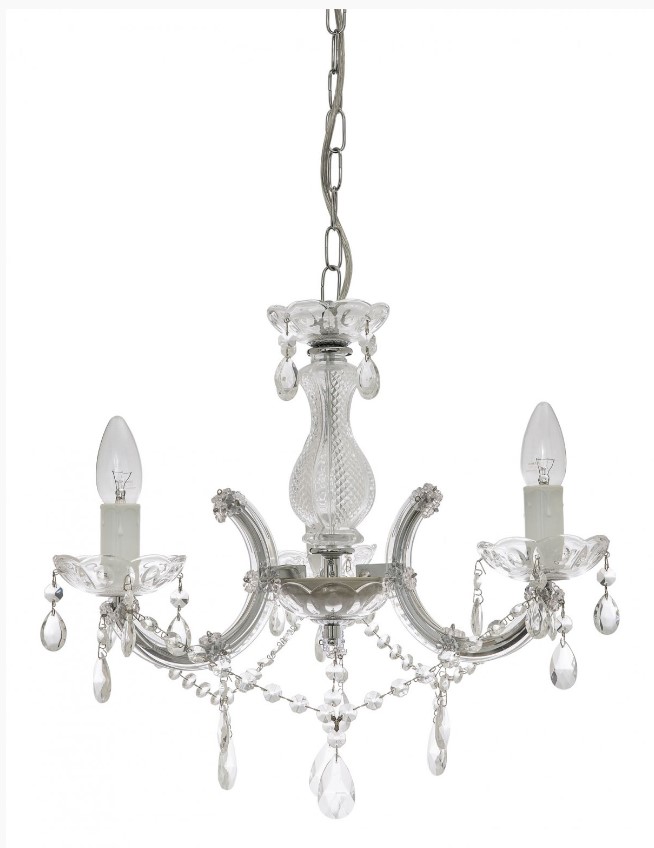 Fiorentino Imports Maria Theresa 3LT Crystal Chandelier Chrome