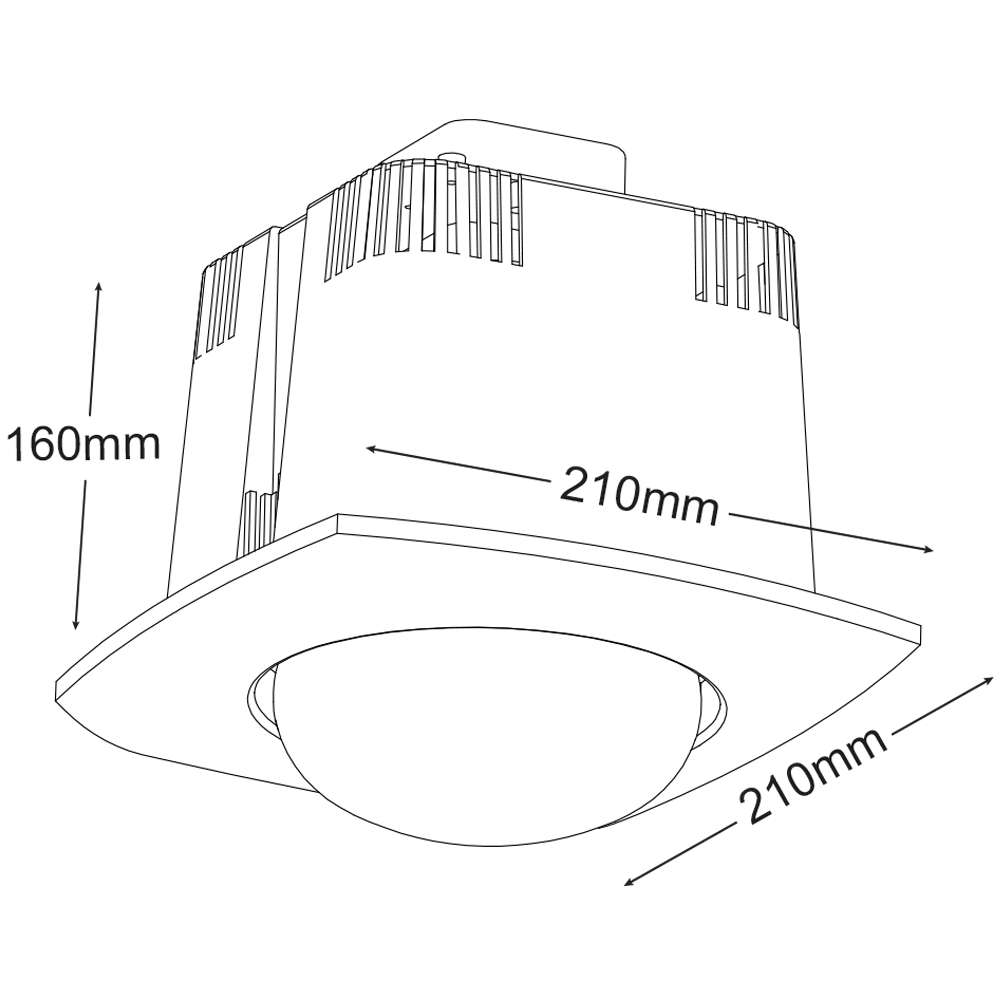 Contour 1 White Single Heat Lamp MBHC1L - Size