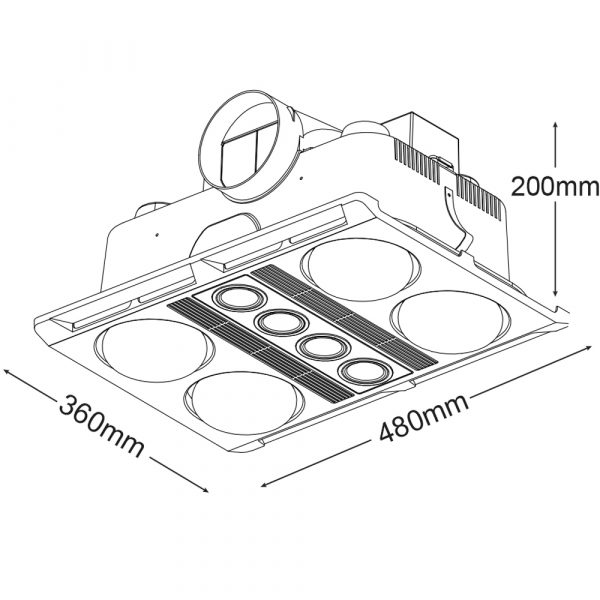Profile Plus 4 Heat Bathroom Heater Size