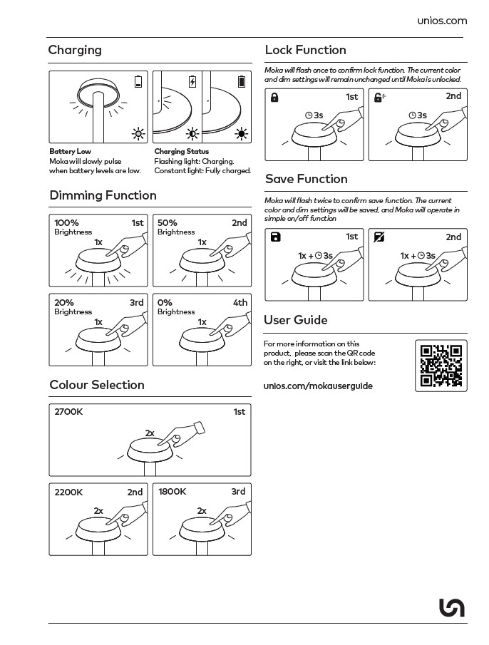 Unis Lighting Moka Table Lamp Instructions