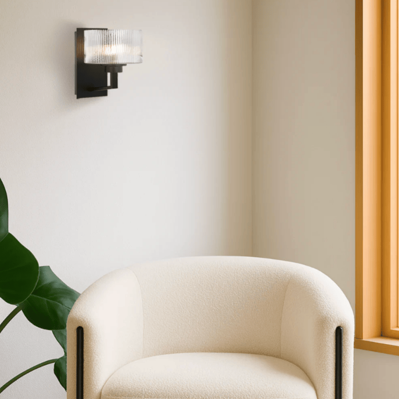 Moreno II 1LT Wall Light - Black/Clear MORENO2 WB-BK - lifestyle