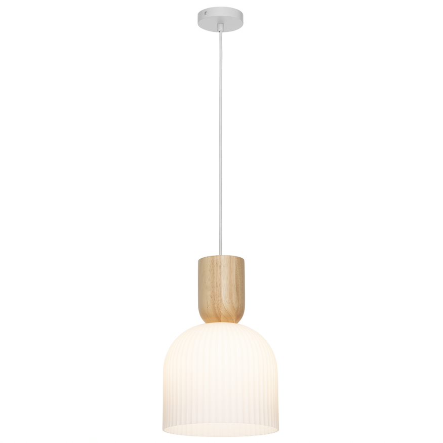 Mercator MacKenzie Ribbed Opal Glass pendant light MPLS516