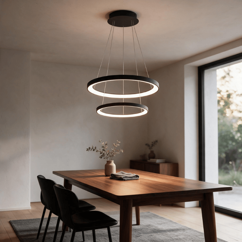 Novara 2 Ring Pendant 90w CCT - black - lifestyle 