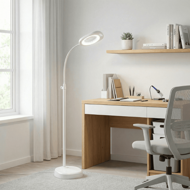 OD109w LED Magnifer Floor Lamp White - lifestyle