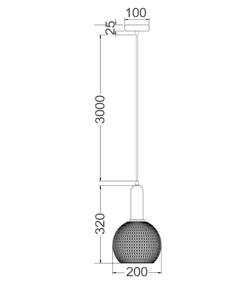 CLA Pelota 1 Light Pendant - dimensions
