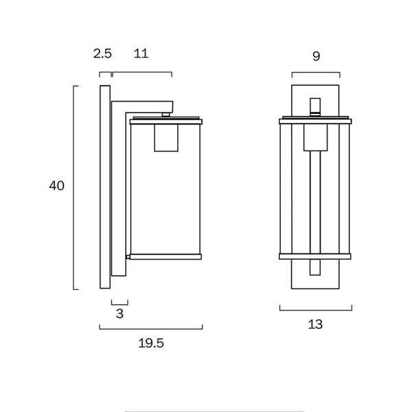 Telbix Lighting Perova Solid Brass Black Finish Exterior Wall Light Dimensions