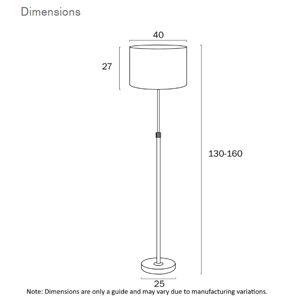 Telbix Lighting Placin Adjustable Floor Lamp Dimensions