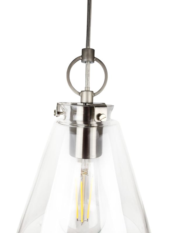 Ailia Imports Quest 1 Light pendant - Satin Chrome closeup