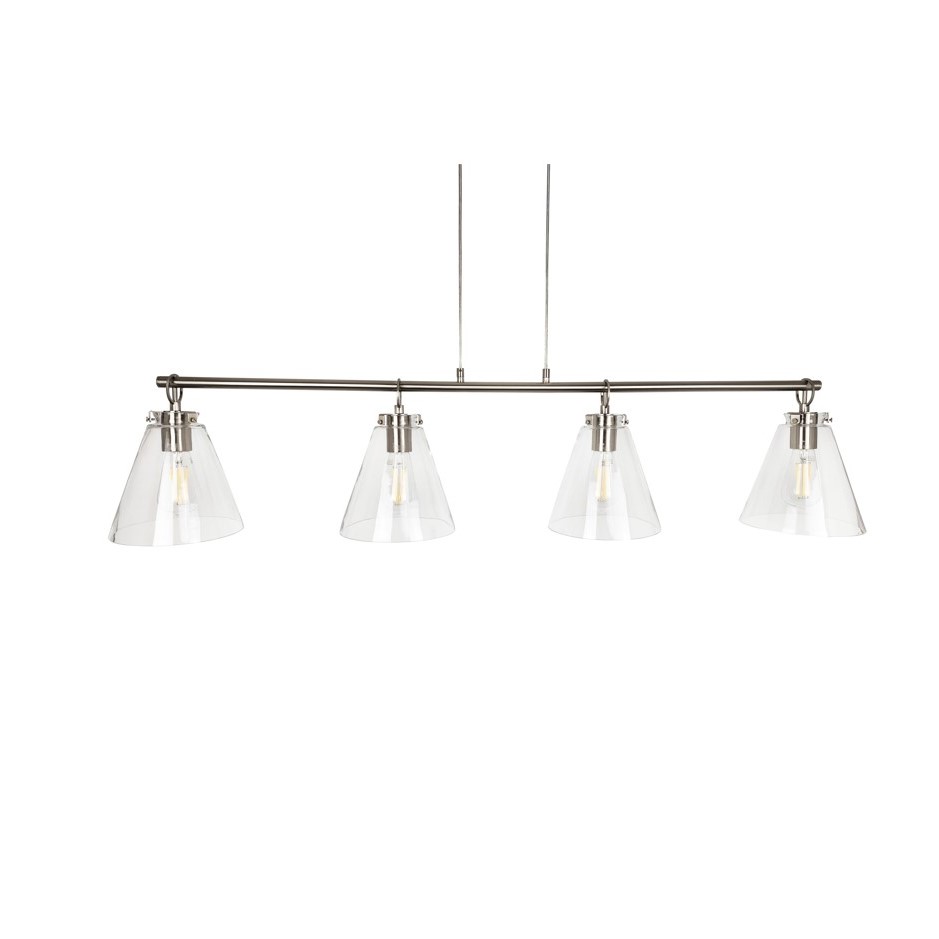 Ailia Imports - Quest 4 Light Pendant - Satin Chrome with Clear Glass