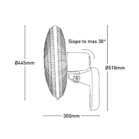 Mercator Lighting Rider Wall Fan With Remote Dimensions